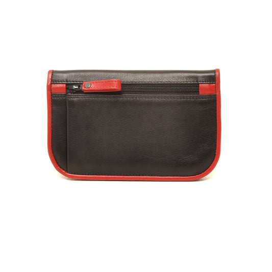 Leren Damesportemonnee Soft | Zwart-rood