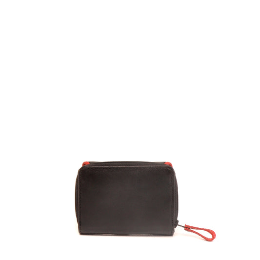 Leren Damesportemonnee Soft | Zwart-rood