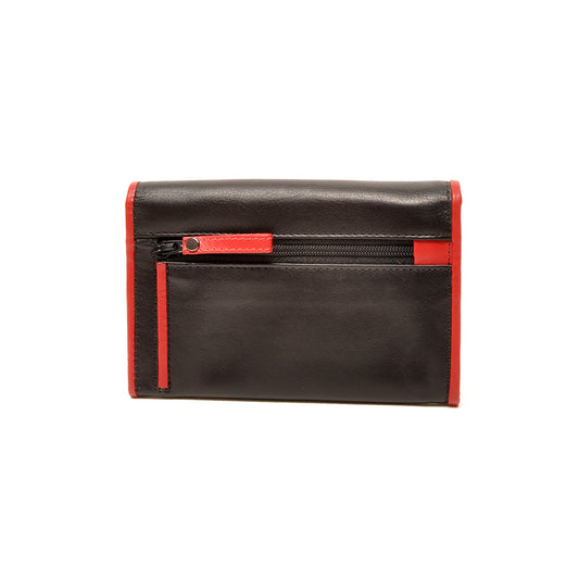 Leren Damesportemonnee Soft | Zwart-rood