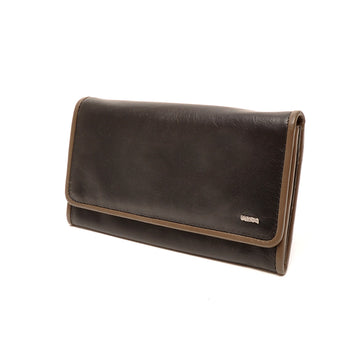 Leren Damesportemonnee Soft | Zwart-Taupe