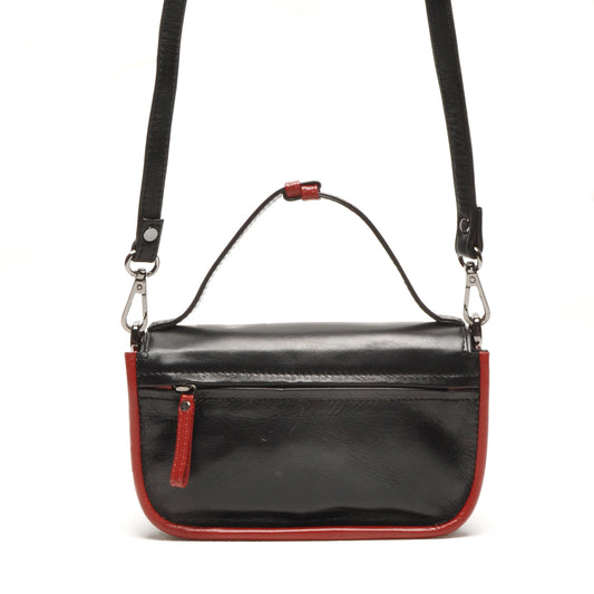 Leren Crossbody Dames Soft | Zwart-rood