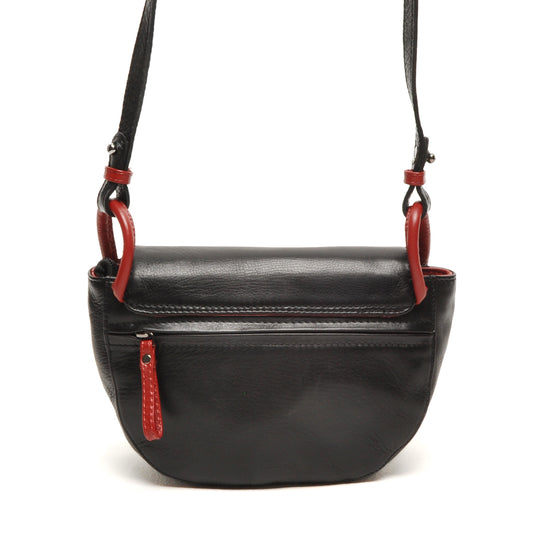 Leren Crossbody Dames Soft | Zwart-rood