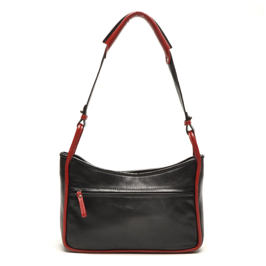 Leren Schoudertas Dames Soft | Zwart-rood