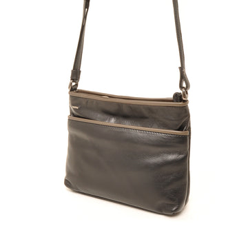 Leren Crossbody Dames Soft | Zwart-Taupe