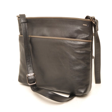 Leren Crossbody Dames Soft | Zwart-Taupe