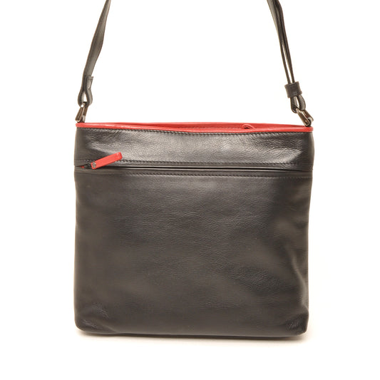Leren Crossbody Dames Soft | Zwart-rood