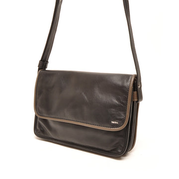Leren Crossbody Dames Soft | Zwart-Taupe