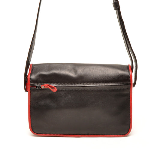 Leren Crossbody Dames Soft | Zwart-rood