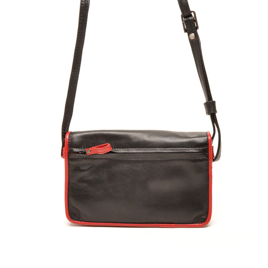 Leren Crossbody Dames Soft | Zwart-rood