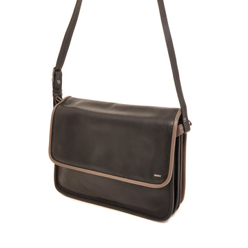 Leren Crossbody Dames Soft | Zwart-Taupe
