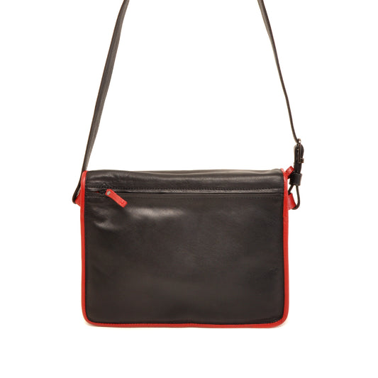 Leren Crossbody Dames Soft | Zwart-rood