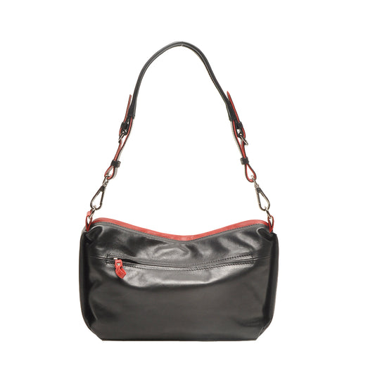 Leren Schoudertas Dames Soft | Zwart-rood