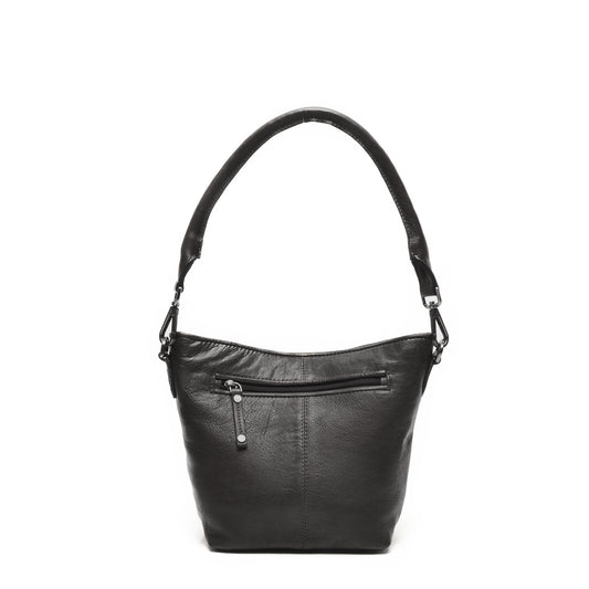 Leren Schoudertas Dames Lucca | Zwart
