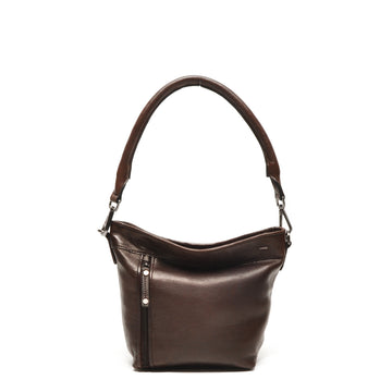 Leren Schoudertas Dames Lucca | Donkerbruin