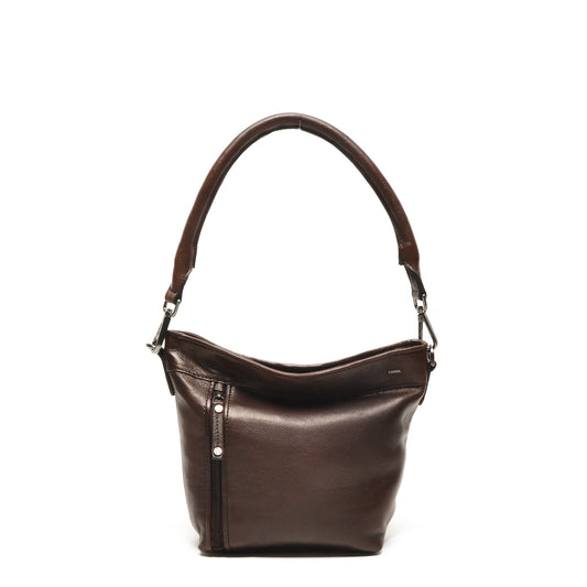 Leren Schoudertas Dames Lucca | Donkerbruin
