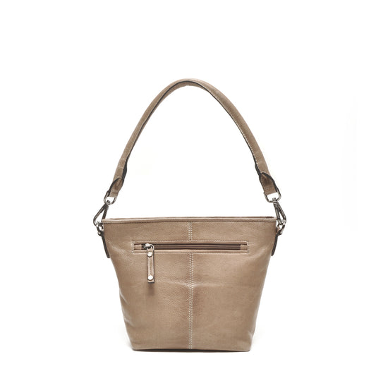 Leren Schoudertas Dames Lucca | Taupe