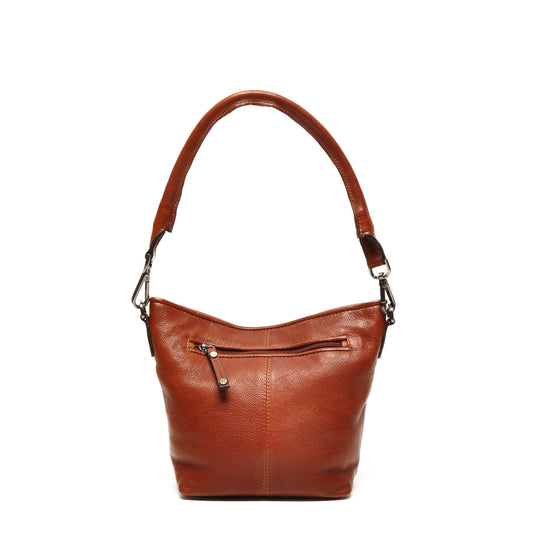 Leren Schoudertas Dames Lucca | Cognac