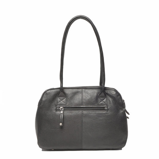 Leren Schoudertas Dames Lucca | Zwart