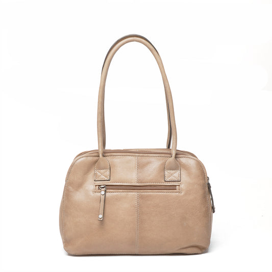 Leren Schoudertas Dames Lucca | Taupe