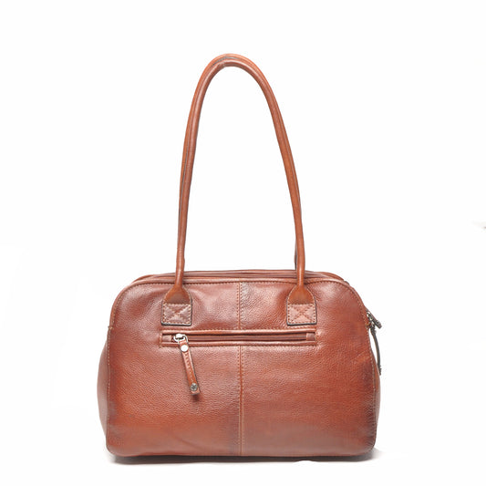 Leren Schoudertas Dames Lucca | Cognac