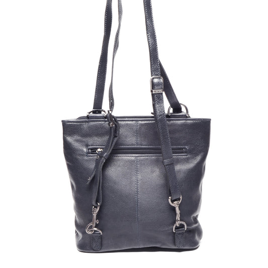 Leren Dames Rugzak / Schoudertas / Crossbody Lucca | Donkerblauw