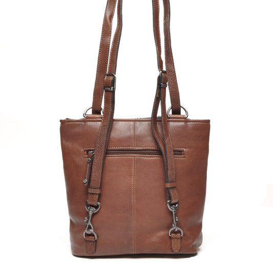Leren Dames Rugzak / Schoudertas / Crossbody Lucca | Donkerbruin