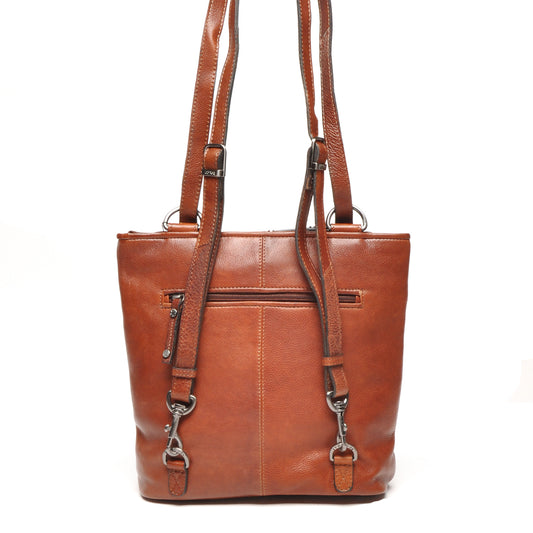 Leren Dames Rugzak / Schoudertas / Crossbody Lucca | Cognac