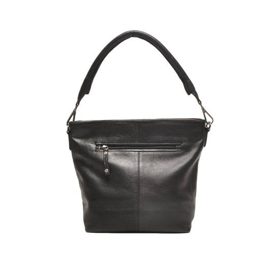 Leren Schoudertas Dames Lucca | Zwart