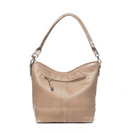 Leren Schoudertas Dames Amalfi | Taupe