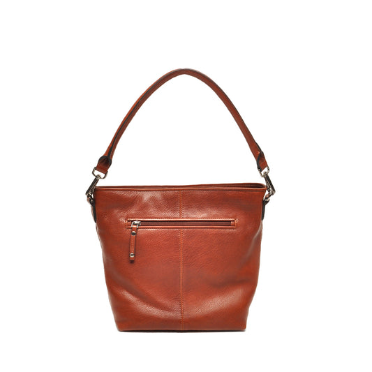Leren Schoudertas Dames Lucca | Cognac