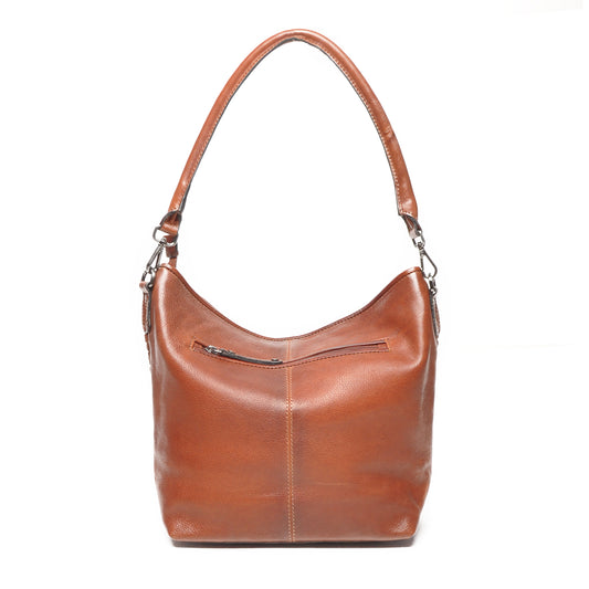 Leren Schoudertas Dames Amalfi | Cognac