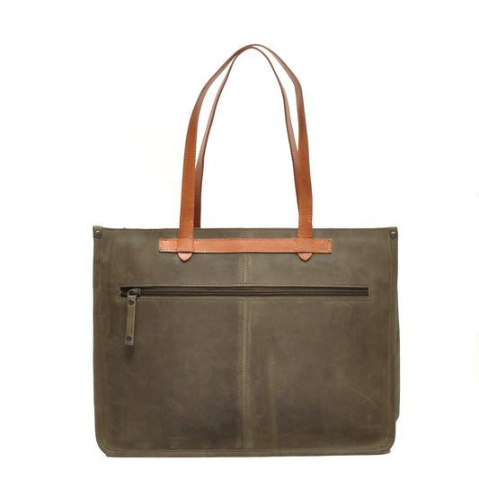 Leren Laptoptas 15.6 Inch Dames Barbarossa Femme | Donkergroen