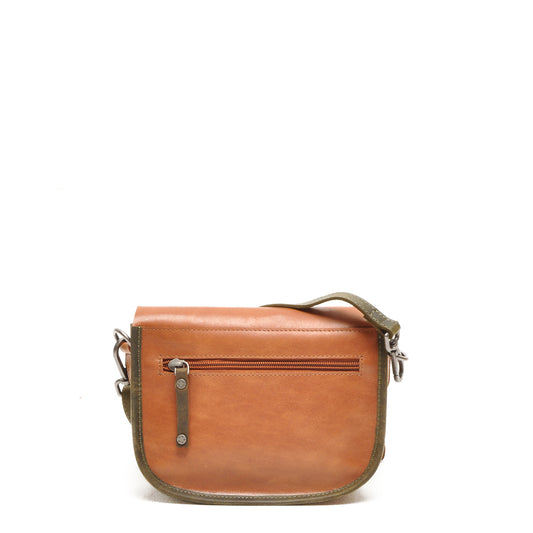 Leren Crossbody Dames Barbarossa Femme | Donkergroen Cognac