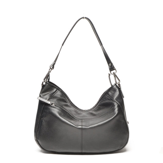 Leren Hobo Tas Dames Elba | Zwart