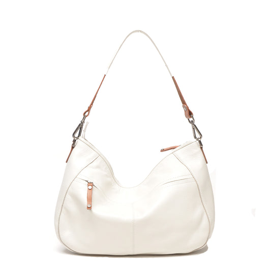 Leren Hobo Tas Dames Elba | Wit