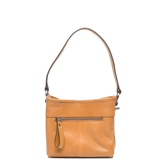 Leren Mini Schoudertas Dames | Cognac