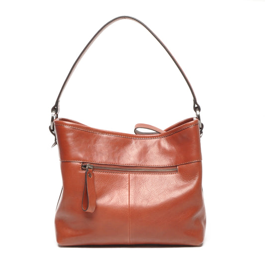 Leren Schoudertas Dames Icon | Donker Cognac