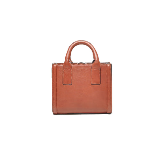 Leren MINI Crossbody-tas Dames | Donker cognac