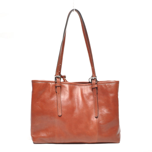 Leren Schoudertas Dames Icon | Donker Cognac